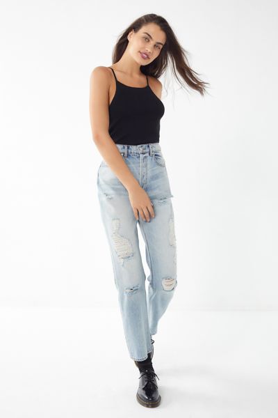 BDG High-Rise Destroyed Relaxed Straight Jean - Light Wash