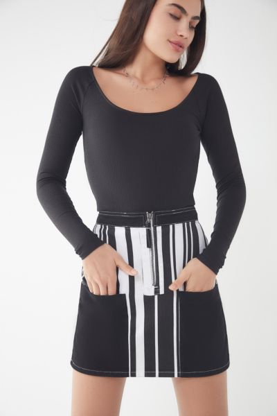 BDG Ruby Striped Zip-Front Skirt