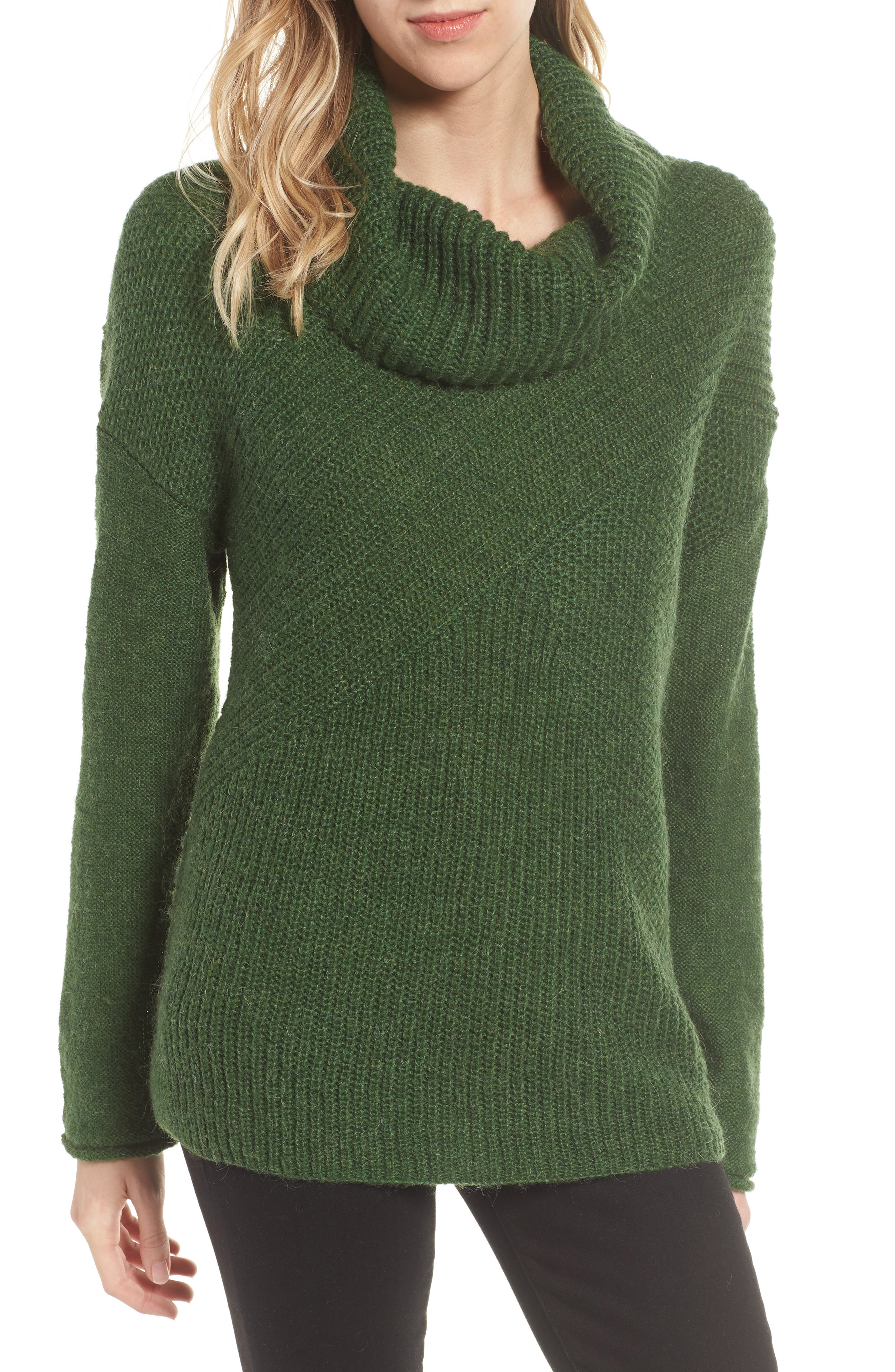 Caslon Mix Stitch Funnel Neck Wool Blend Sweater (Regular & Petite)
