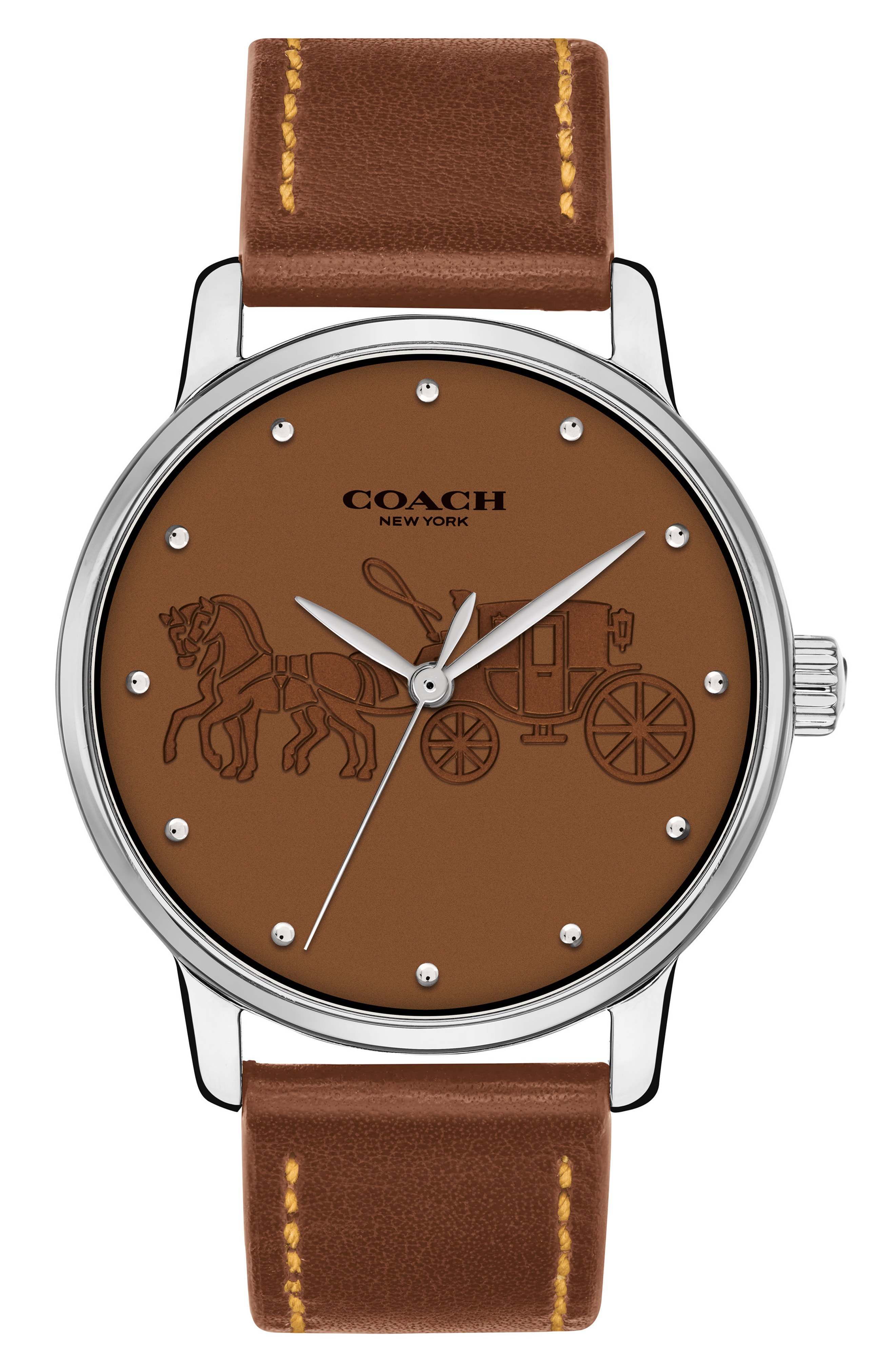 COACH Grand Leather Strap Watch, 36mm