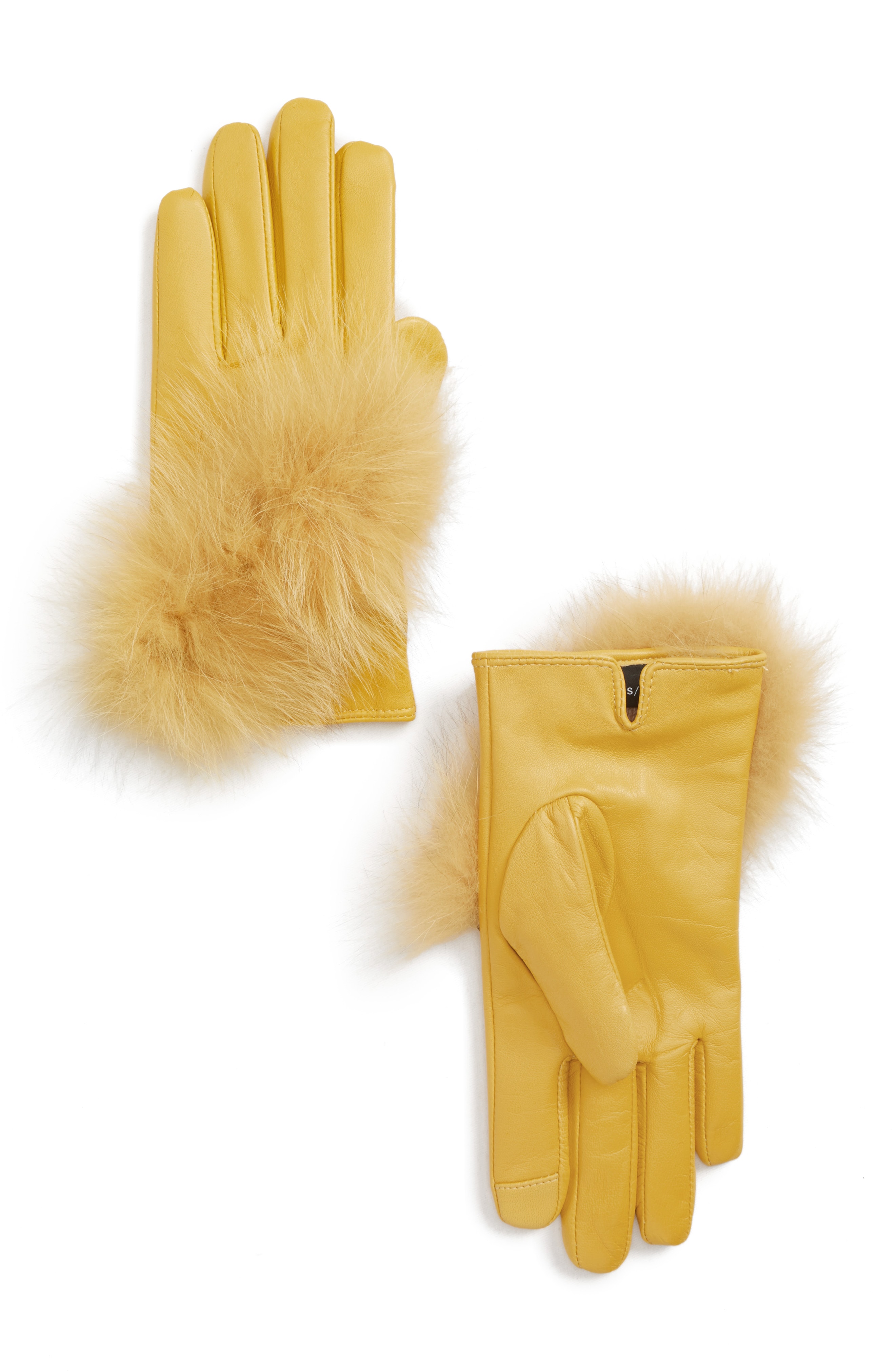 Echo Lambskin Leather Touchscreen Gloves with Genuine Fox Fur Trim