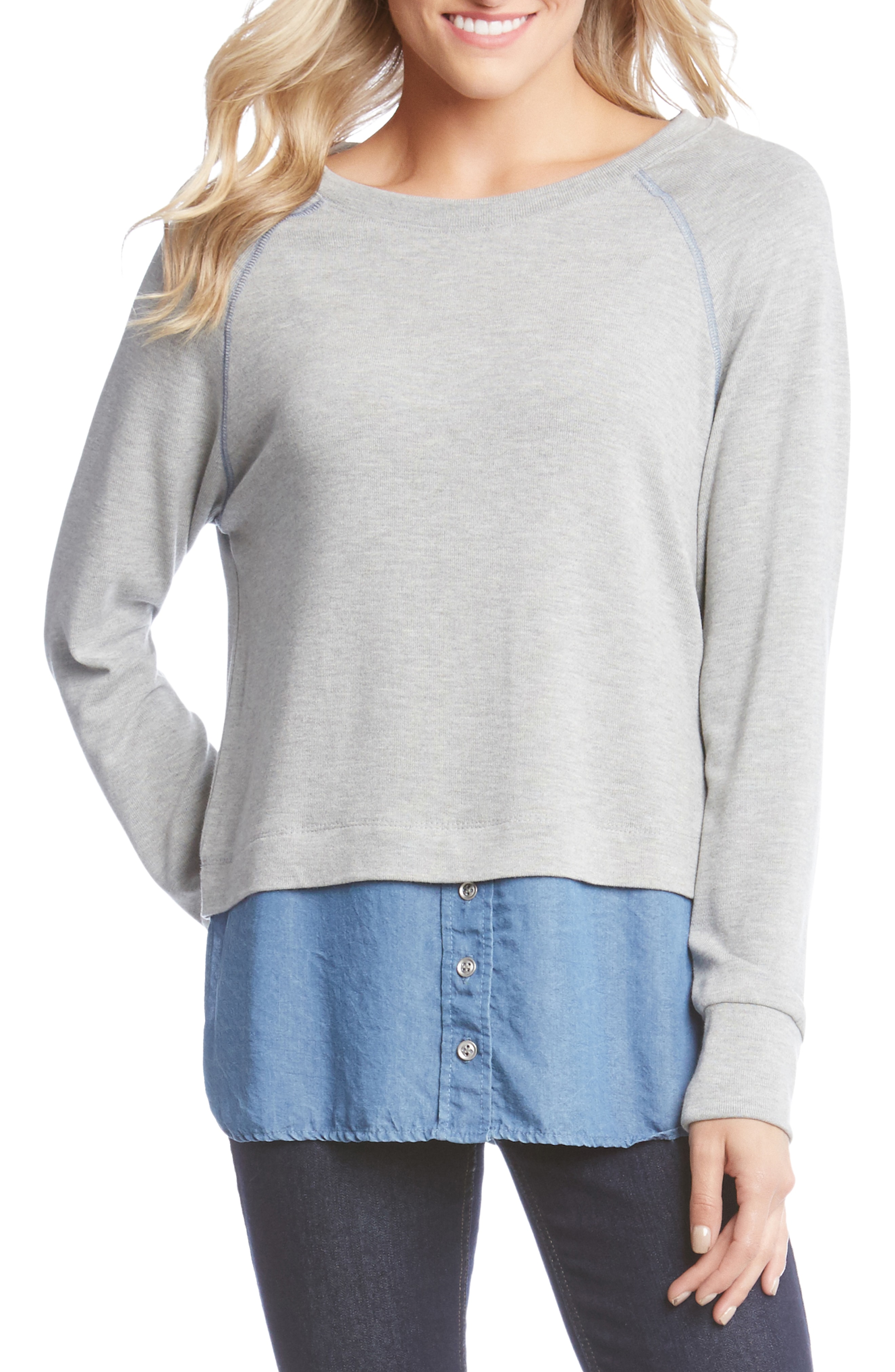 Karen Kane Raglan Sleeve Contrast Sweater