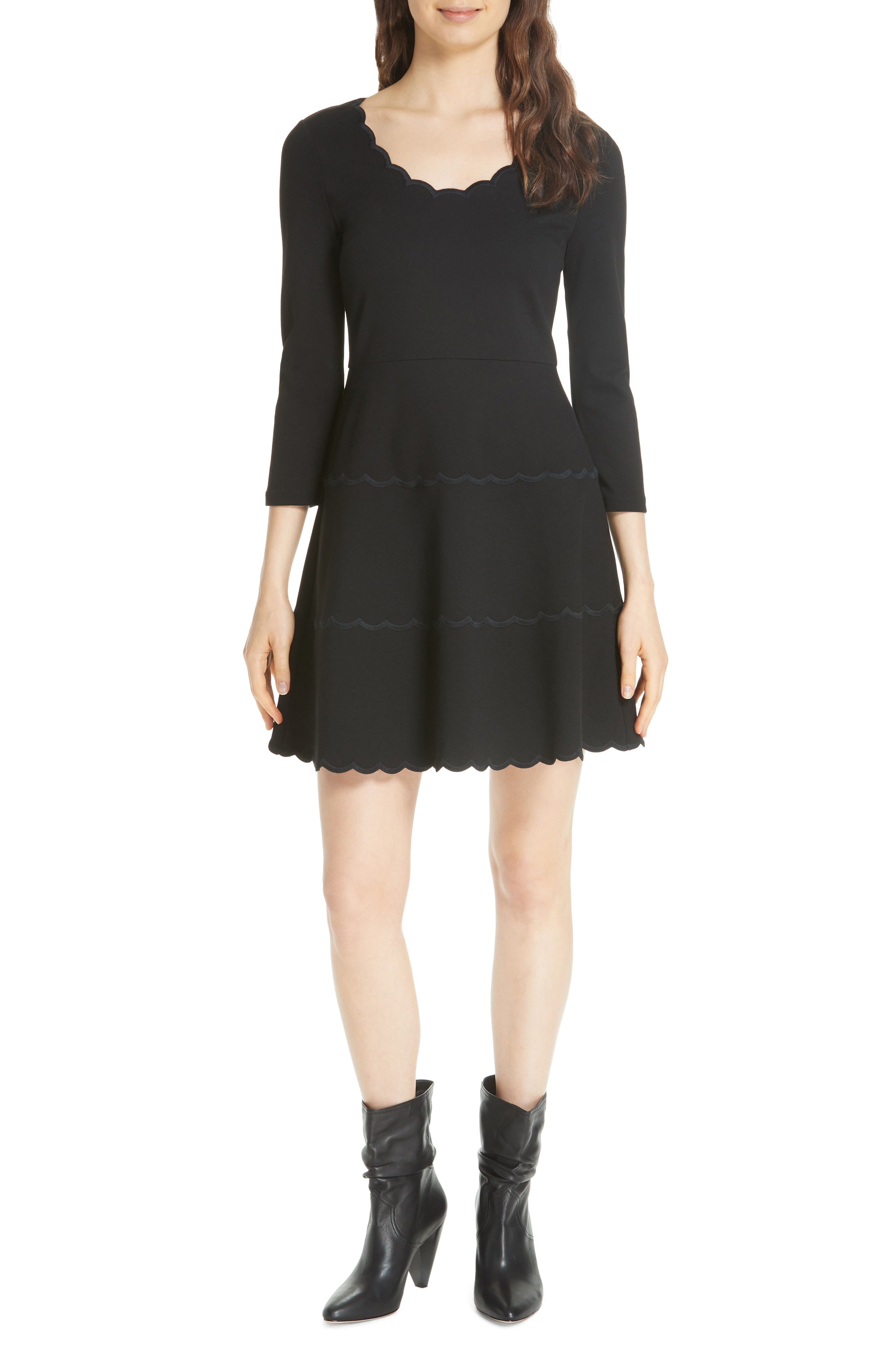 kate spade new york scallop ponte fit & flare dress