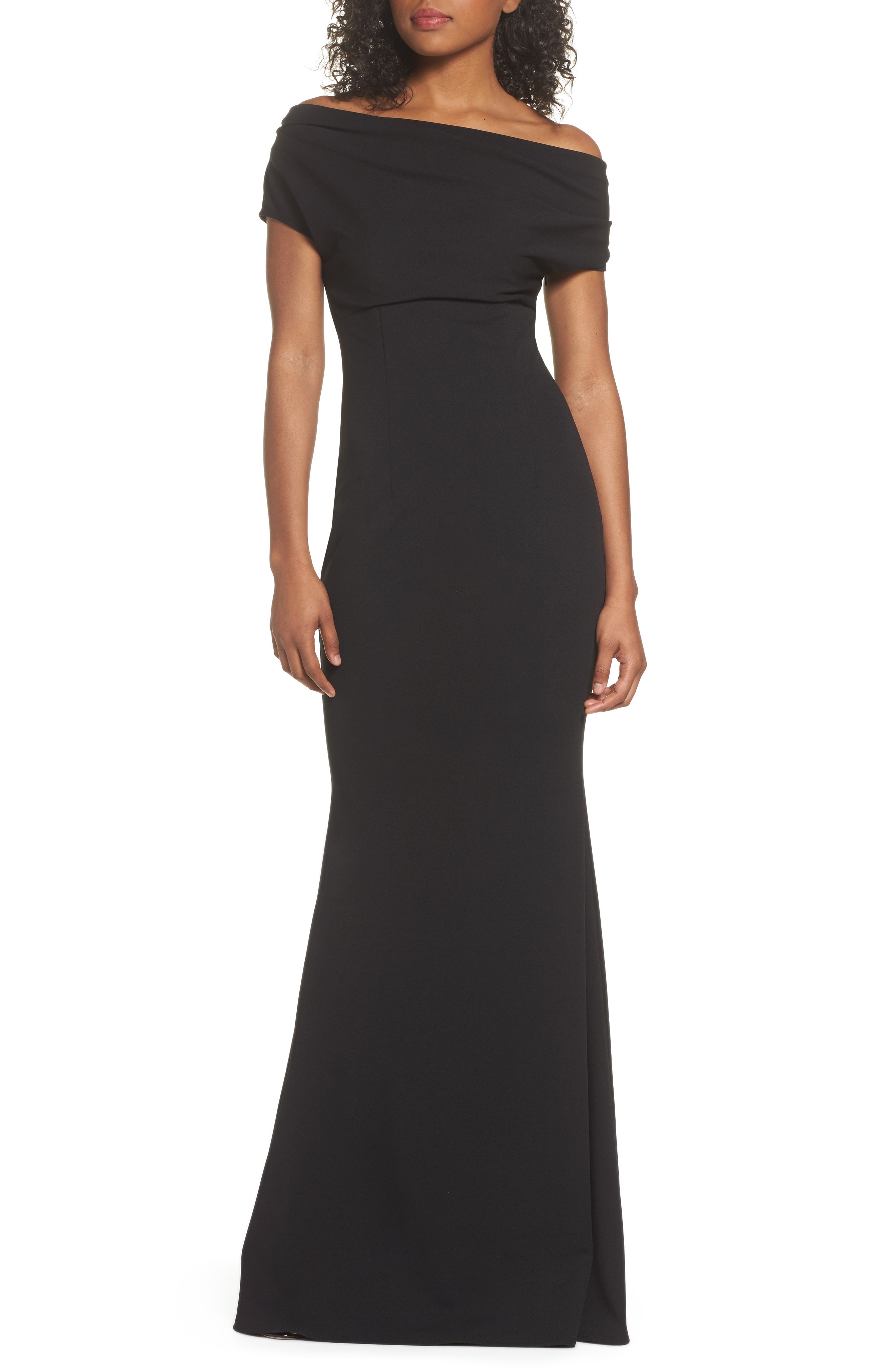 Katie May Hannah One-Shoulder Crepe Trumpet Gown