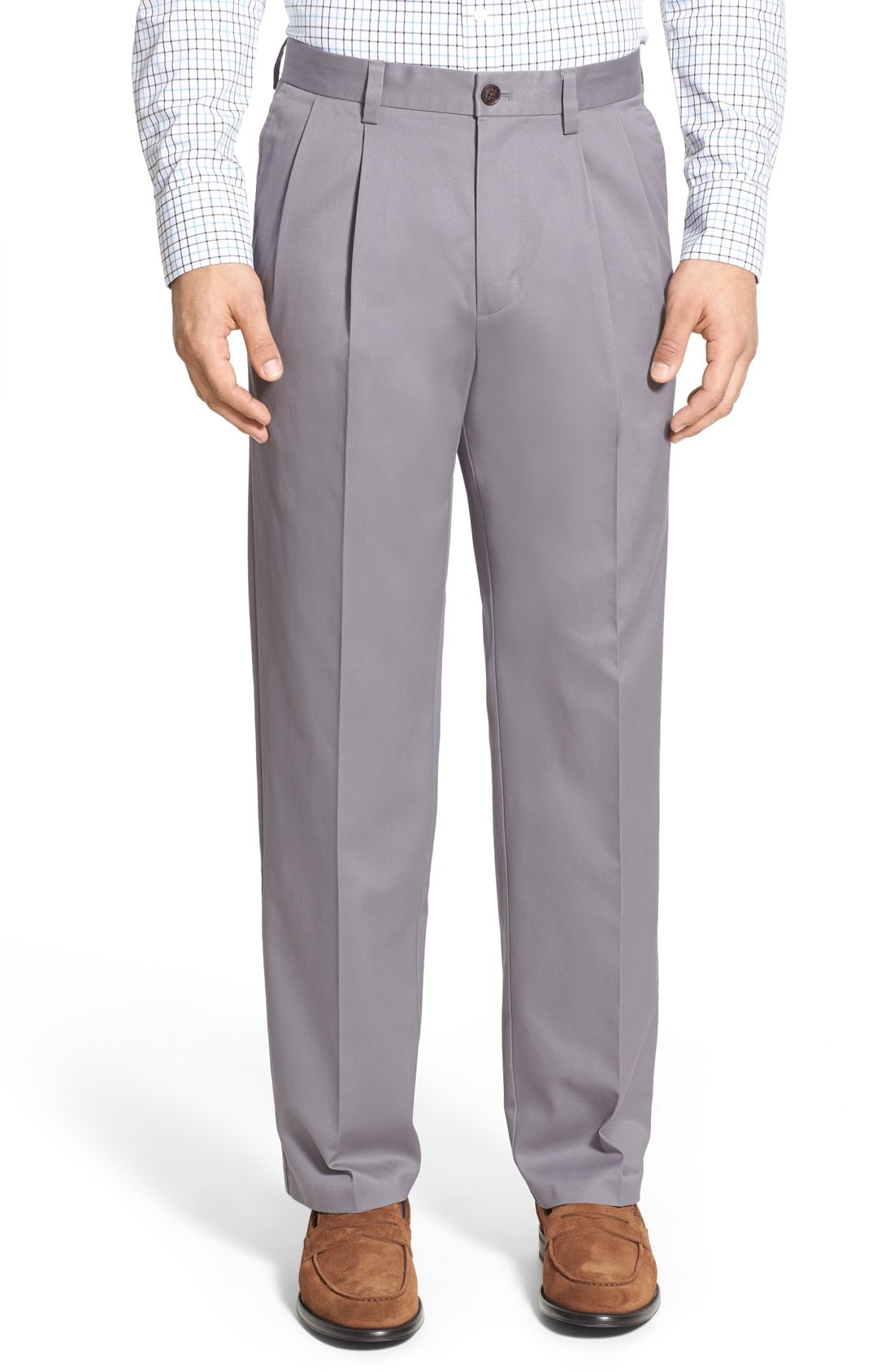 Nordstrom Men's Shop 'Classic' Smartcare Relaxed Fit Double Pleated Cotton Pants (Online Only)