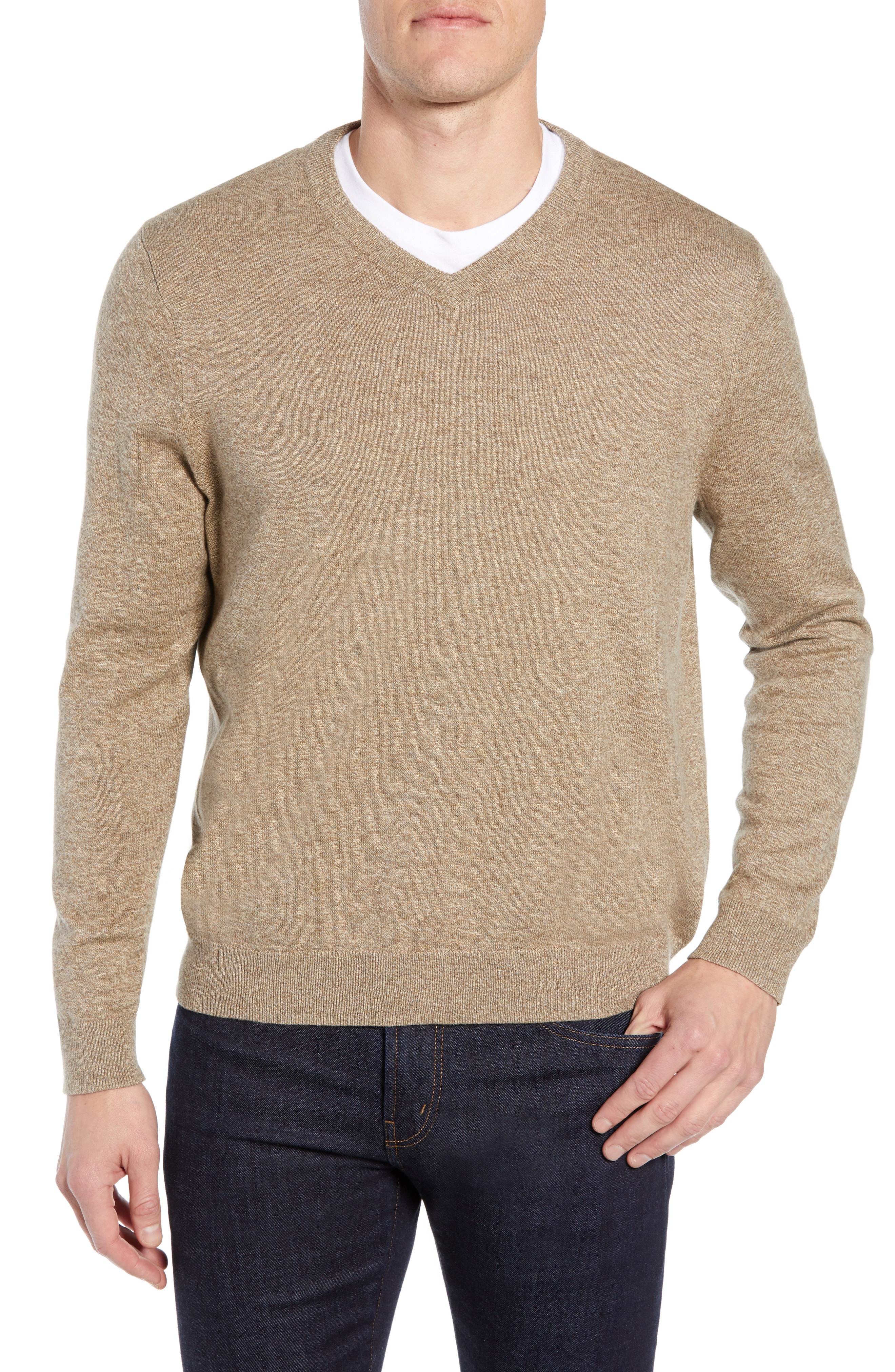 Nordstrom Men's Shop Cotton & Cashmere V-Neck Sweater (Regular & Tall)
