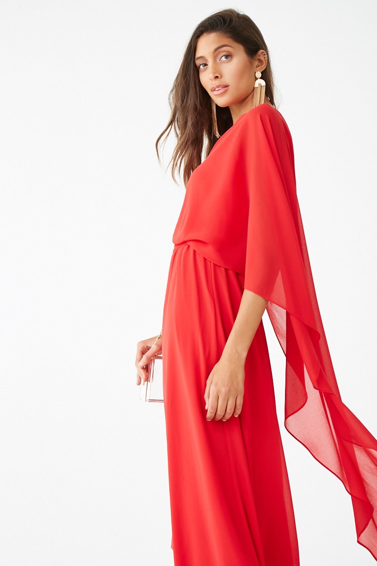 F21 One-Shoulder Flounce Gown