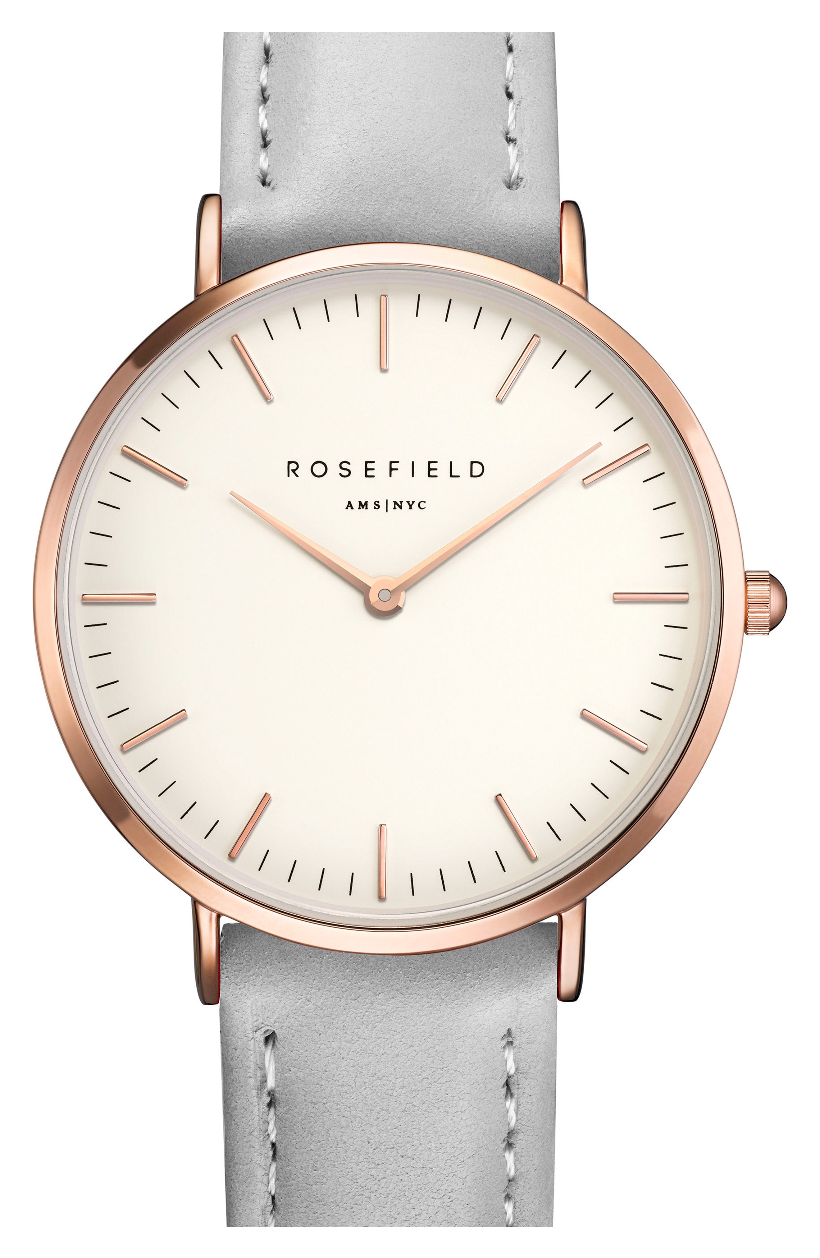 Rosefield Tribeca Leather Strap Watch, 33mm