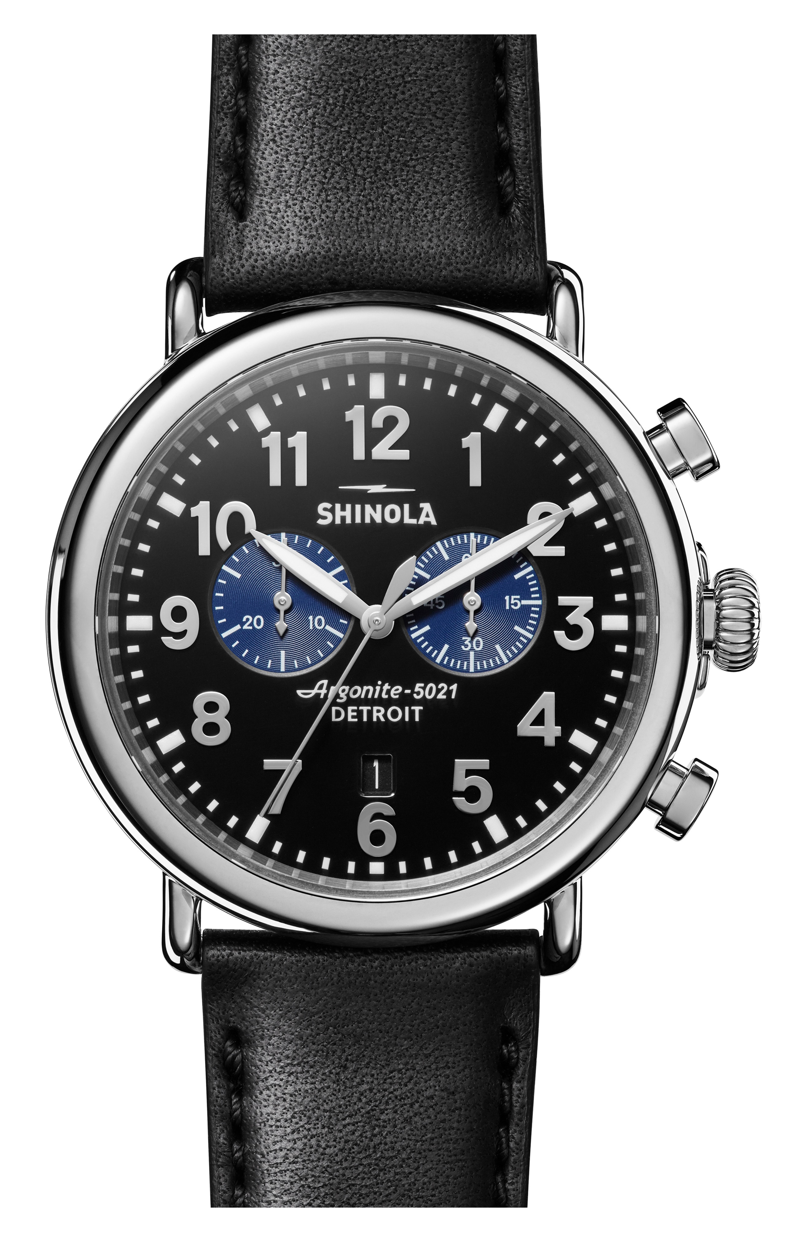 Shinola The Runwell Chrono Leather Strap Watch, 47mm