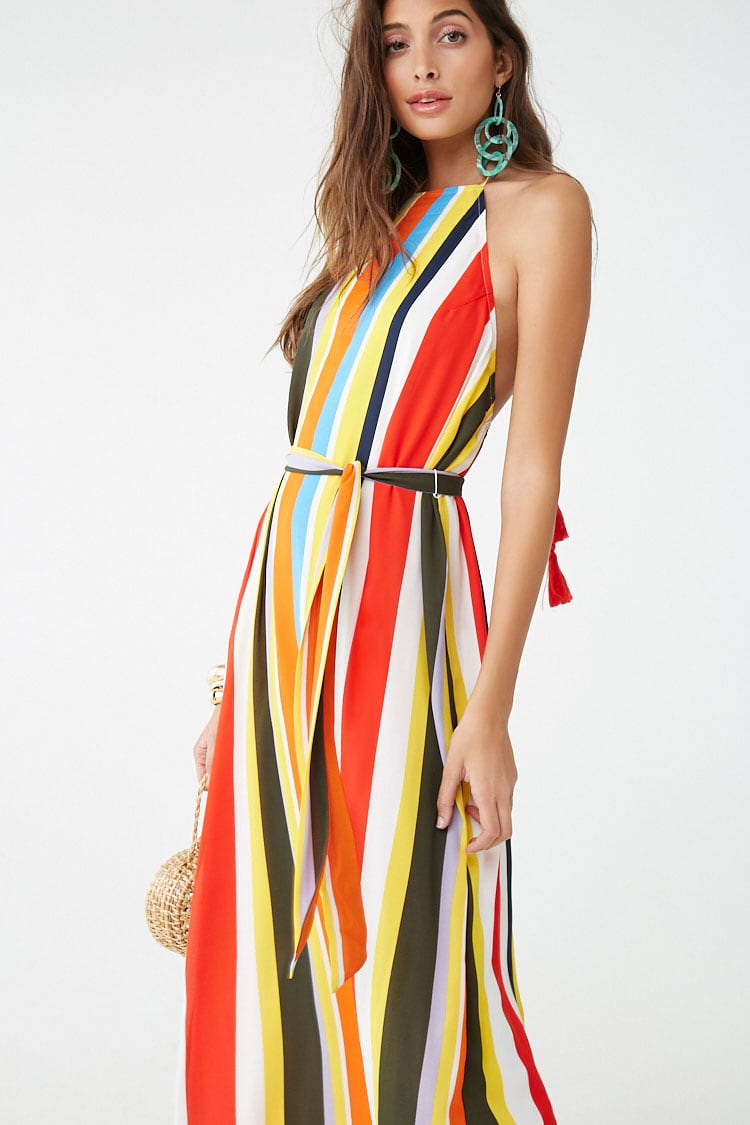 F21 Striped Print Halter Dress