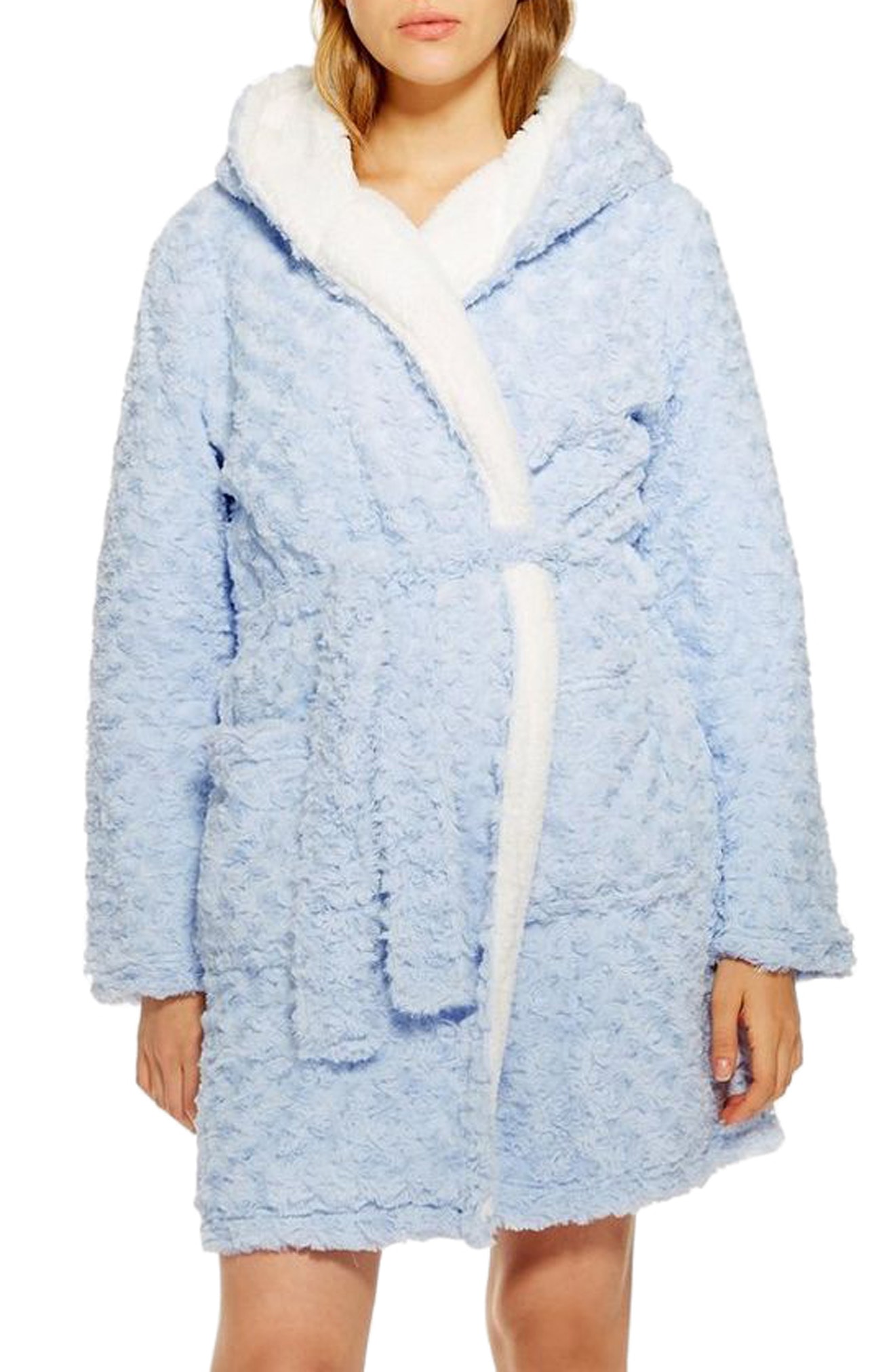 Topshop Fluffy Faux Fur Hooded Robe