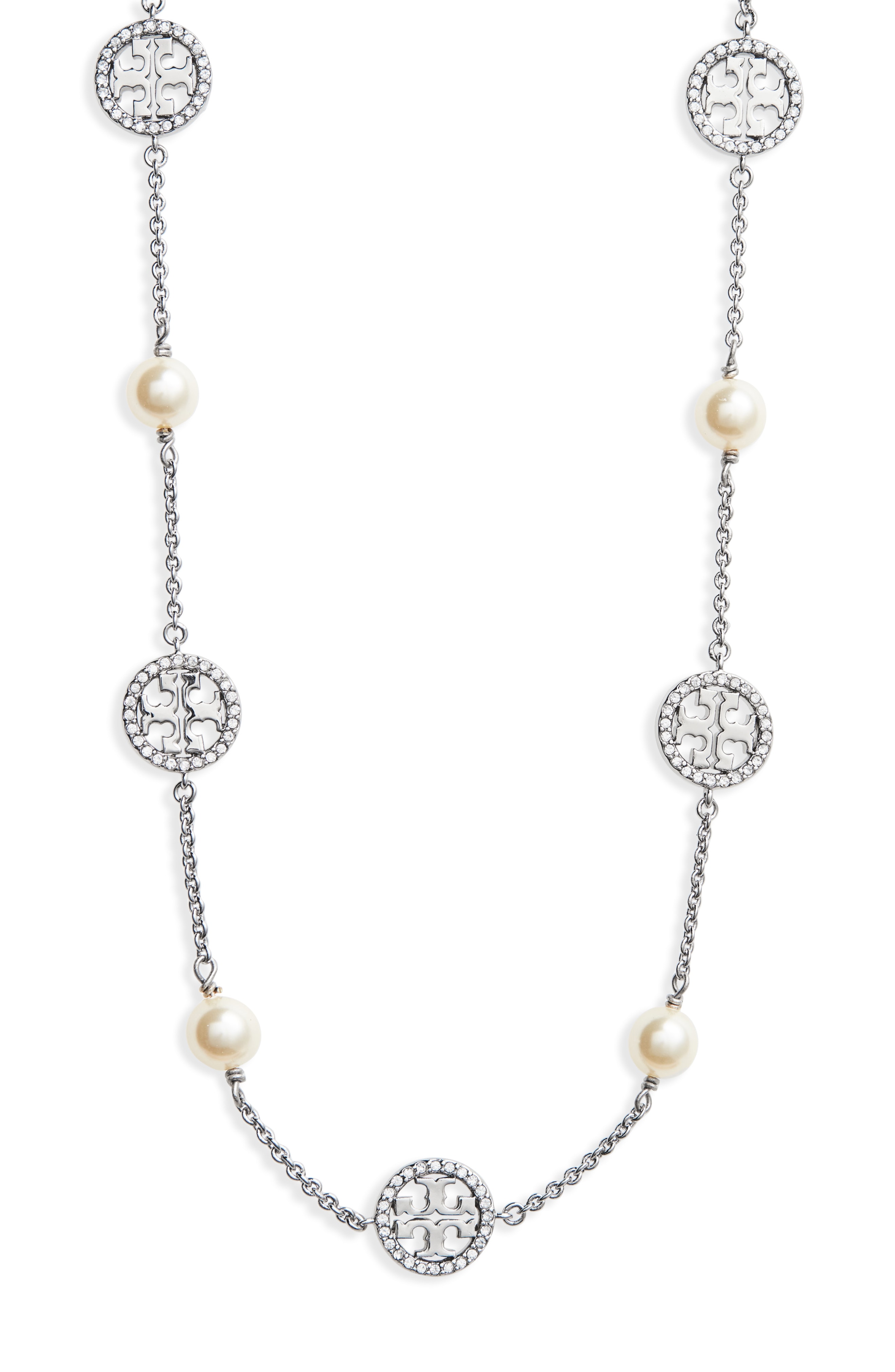Tory Burch Crystal & Imitation Pearl Necklace