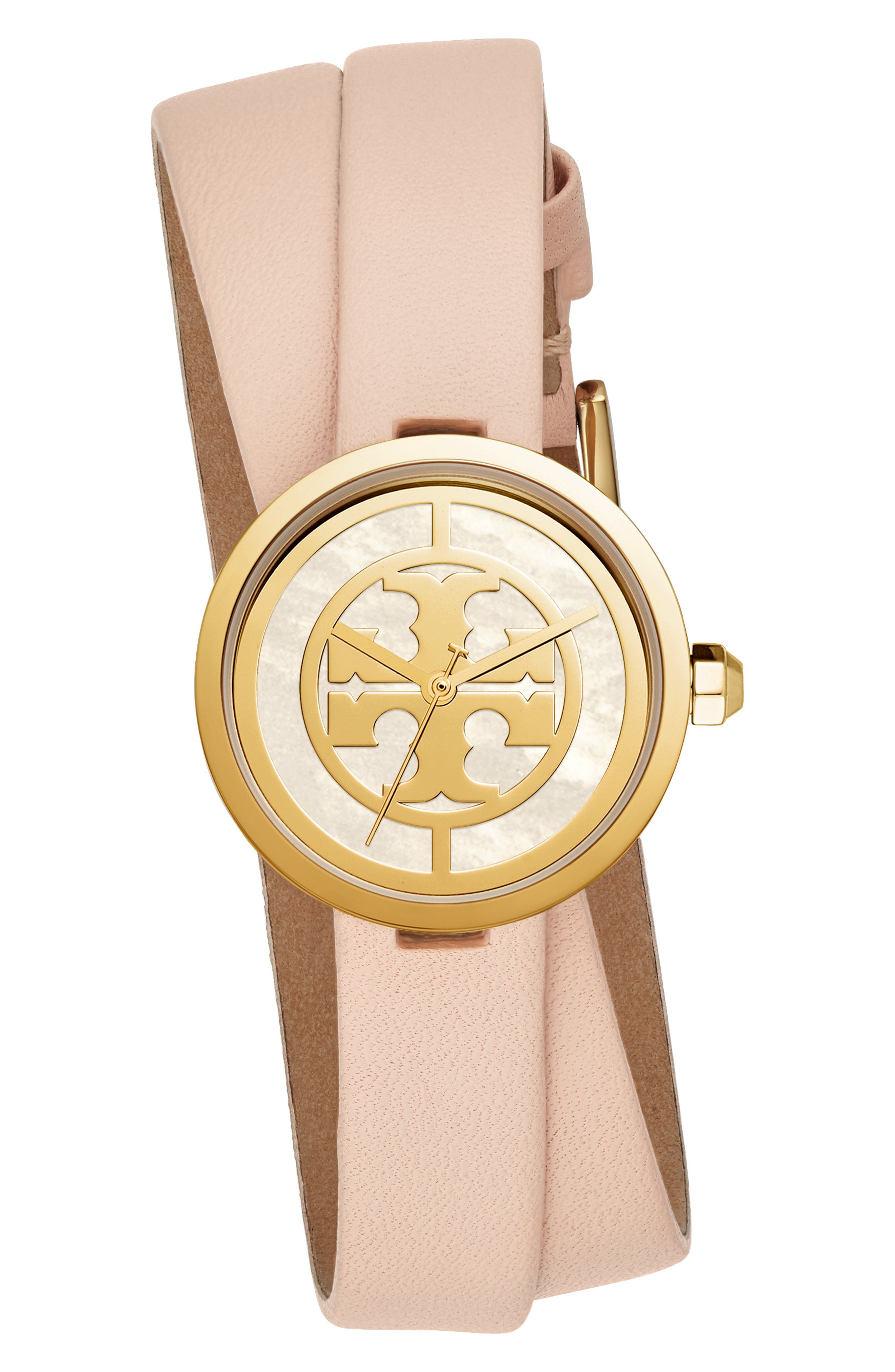 Tory Burch Reva Double Wrap Leather Strap Watch, 29mm