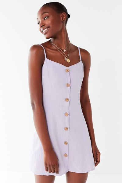 UO Button-Down Strappy Back Linen Dress