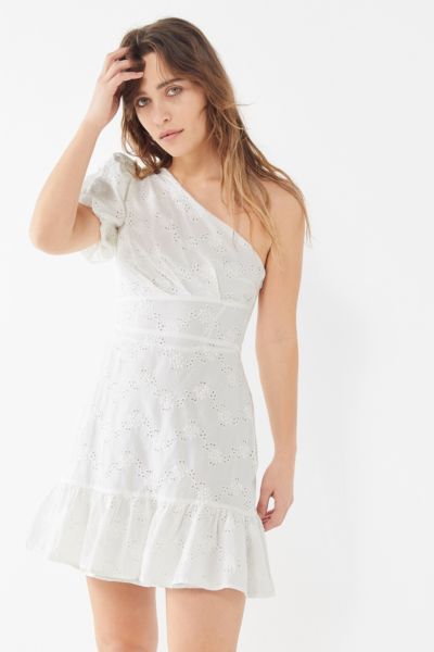UO Claire Ruffle One-Shoulder Mini Dress