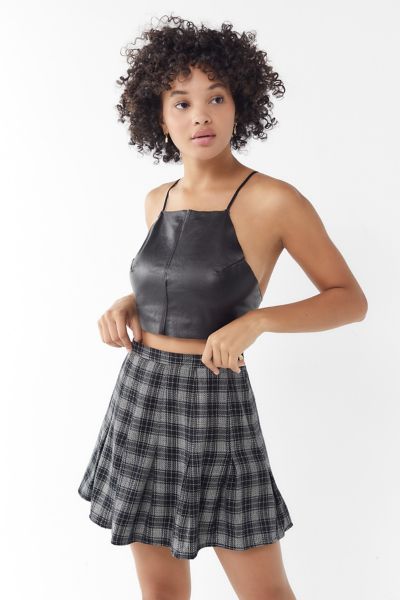 Vintage Plaid Pleated Mini Skirt